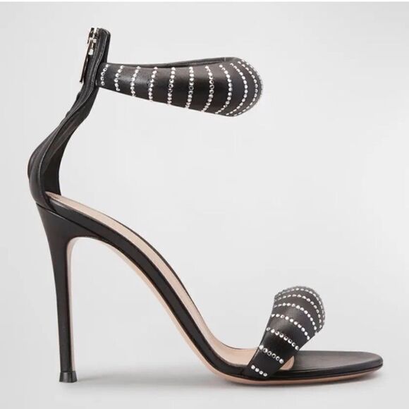 Gianvito Rossi Shoes - Gianvito Rossi Bijoux Crystal Puffy Nappa Black 105mm Sandals Size 8.5